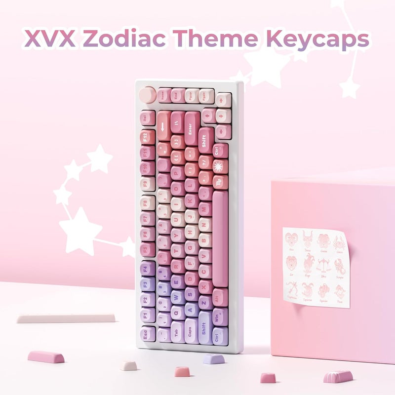 OHY XVX MOA Profile Keycap Set,12 Zodiac Series Dye-Sublimation PBT Material, Cute Purple Gradient Design, Compatible with MX Switches Mechanical Gaming Keyboards- Gradient Purple - Image 3